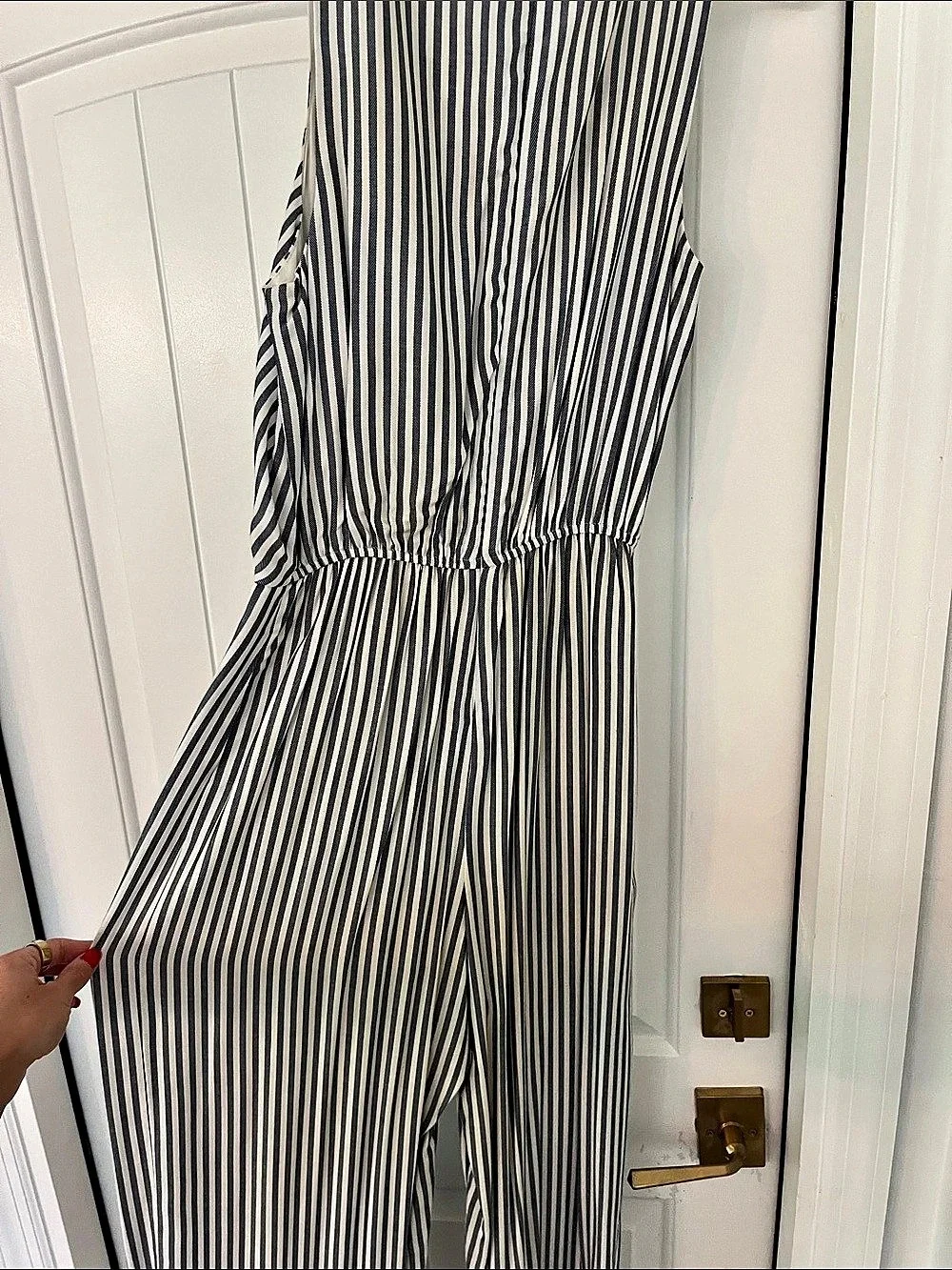 A New Day Striped Wrap-Front Jumpsuit Blue & White XS Like New